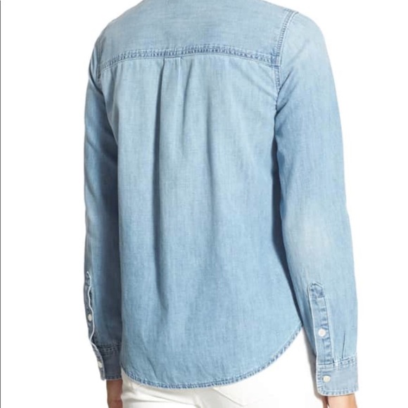 Madewell shrunken denim blue jean shirt top XS - Picture 2 of 8
